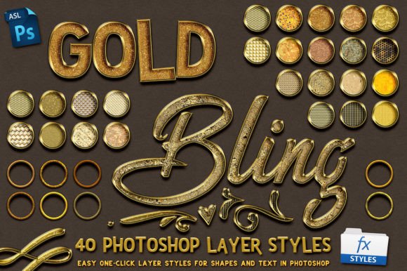 Download Gold Bling Photoshop Layer Styles - Hot Collection
