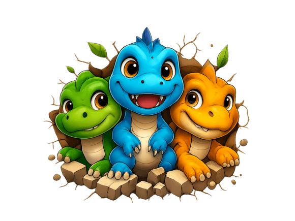 Download 3D Dinosaur Colorful Design Kids Png - Colorful Collection