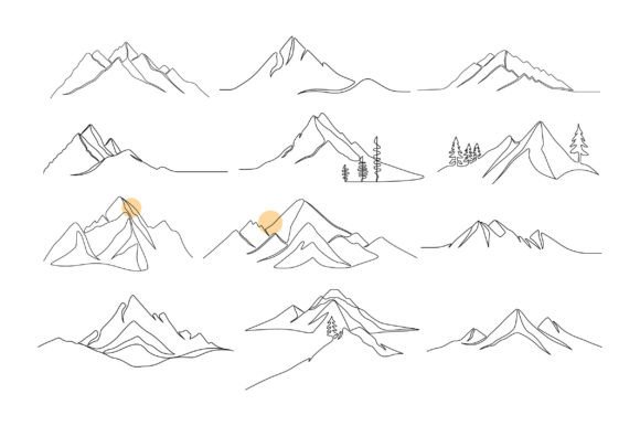 Download Mountain Single Line Drawing Set - Mountain Collection