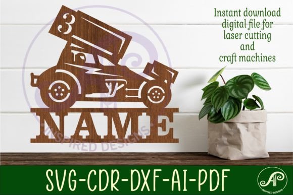 Download Dirt Racer Sprint Car Name Sign Svg - Race Collection