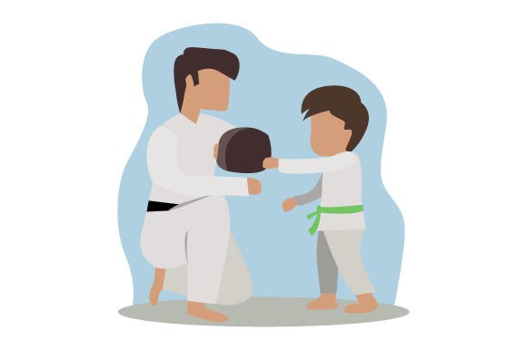 Download Young Boy Practicing Punches with Black Belt Instructor - Instructor Collection