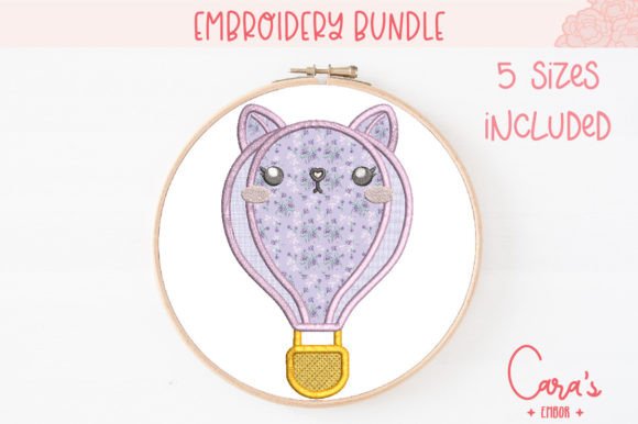 Download Hot Air Cat Balloon Applique - Hot Collection