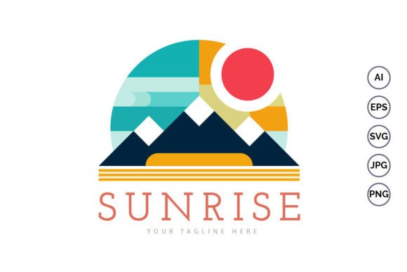 Download Mountain Sunrise Modern Geometric Logo - Mountain Collection