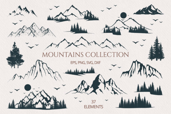 Download Hand Drawn Mountains &amp; Forest Collection - Mountain Collection
